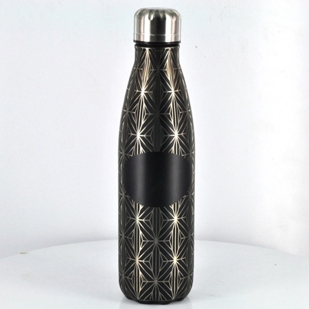 Black water bottle with silver custom engraving