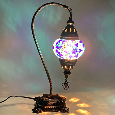 Turkish Mosaic Camel Neck Lamp - 8.75x16.25 - DB2 - Orange