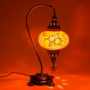 Turkish Mosaic Camel Neck Lamp - 9x16.25 - DB3 - White