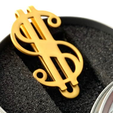 Prestigous Gold Bullion Cash Money Sign Money Clip with Tin Gift Box ...