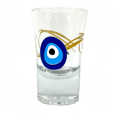 Turkish Evil Eye Shot Glass Souvenir Clear - Paykoc Imports, Inc.