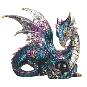 Blue and Purple Dragon Guarding Crystal Ball 8" Statue - Paykoc Imports ...