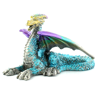 Verdigris Finish Pewter Dragon Charm Green Gold Flying Dragon