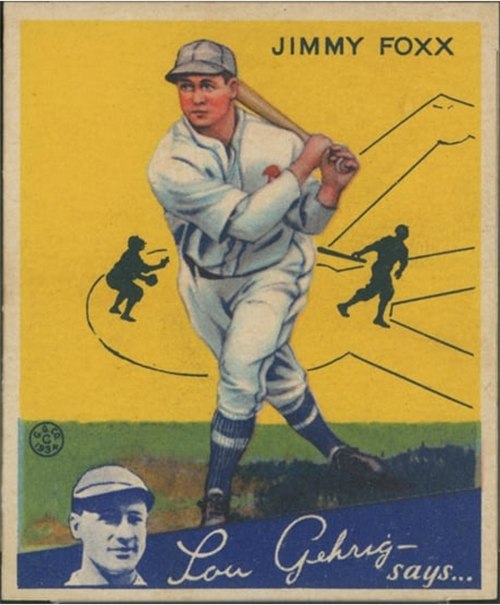 1934 Goudey #1 Jimmie Foxx, Philadelphia Athletics