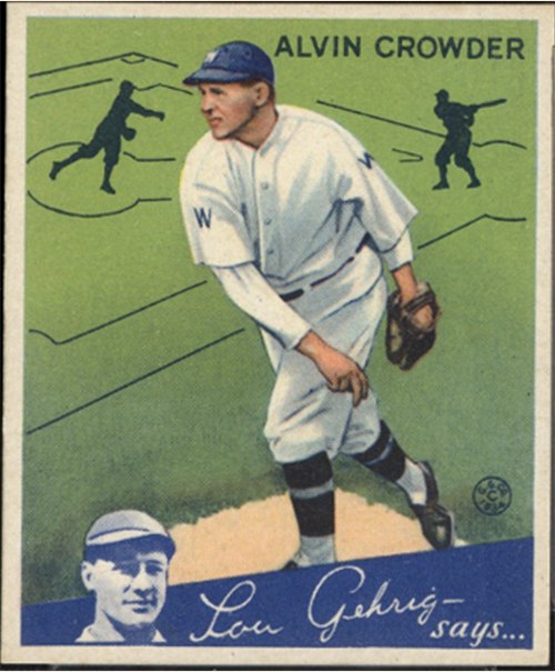 1934 Goudey #15 Alvin Crowder, Washington Senators