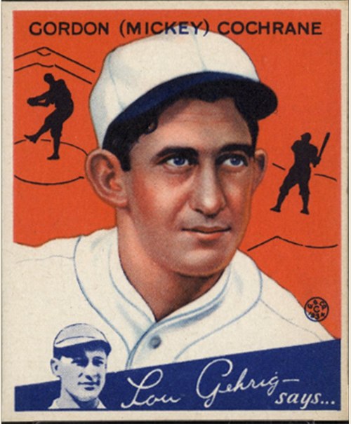 1934 Goudey #2 Mickey Cochrane, Detroit Tigers