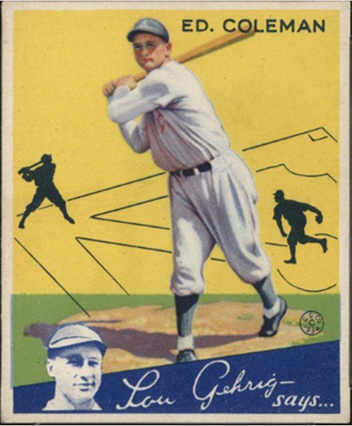 1934 Goudey #28 Ed Coleman, Philadelphia Athletics