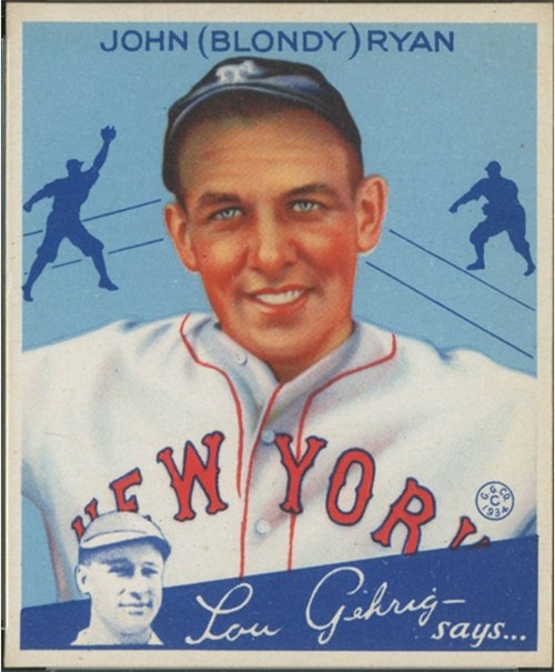 1934 Goudey #32 Blondy Ryan, New York Giants