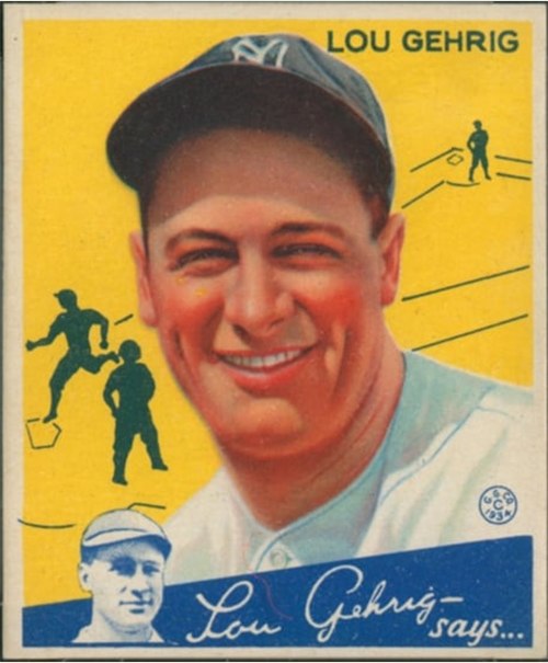 1934 Goudey #37 Lou Gehrig, New York Yankees