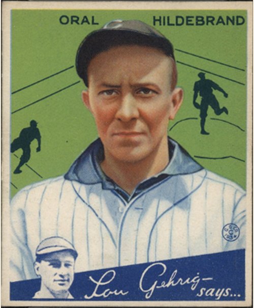 1934 Goudey #38 Oral Hildebrand, Cleveland Indians