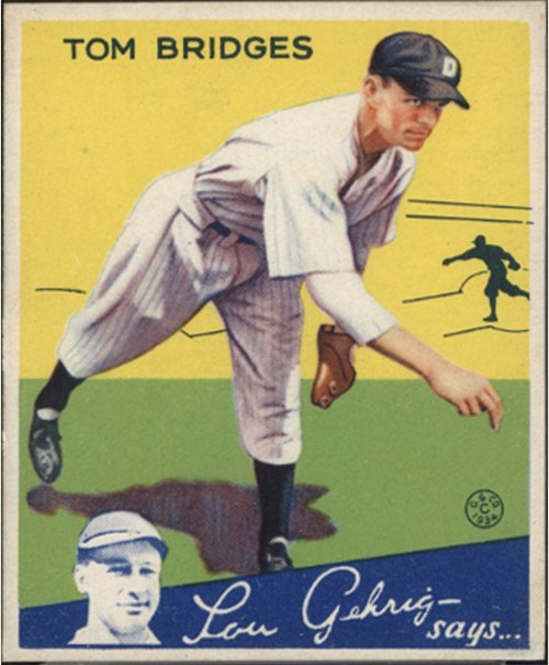 1934 Goudey #44 Tommy Bridges, Detroit Tigers