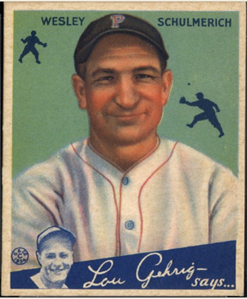 1934 Goudey #54 Wesley Schulmerich, Cincinnati Reds