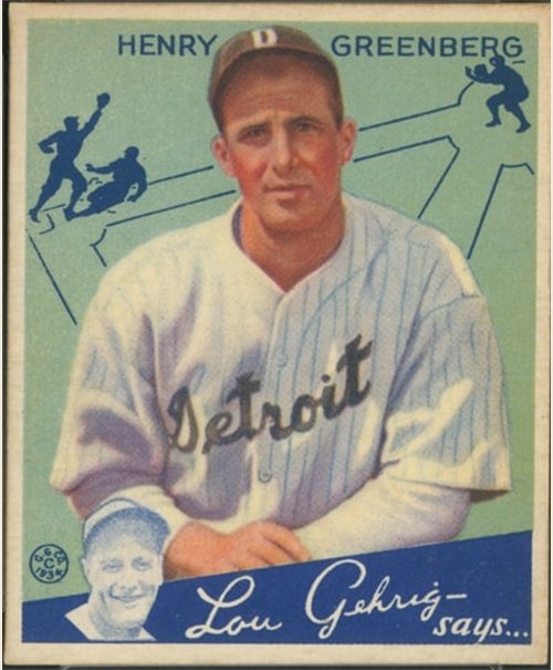 1934 Goudey #62 Hank Greenberg, Detroit Tigers