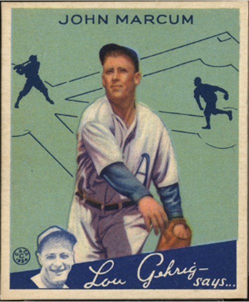 1934 Goudey #69 Johnny Marcum, Philadelphia Athletics