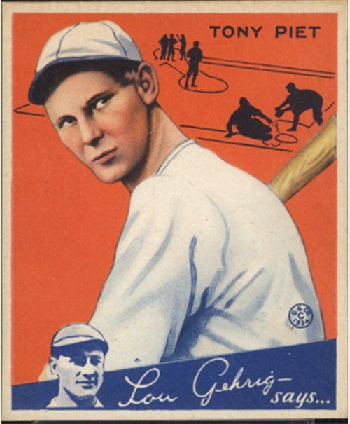 1934 Goudey #8 Tony Piet, Cincinnati Reds