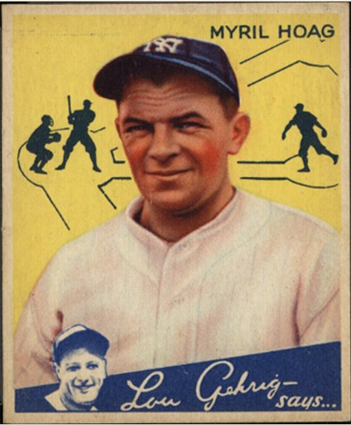 1934 Goudey #95 Myril Hoag, New York Yankees