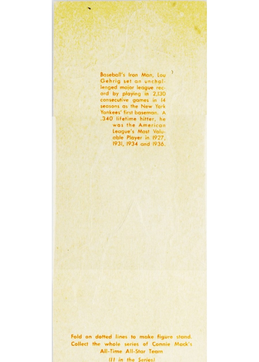 1951 Topps Connie Mack's All-Star Lou Gehrig card back