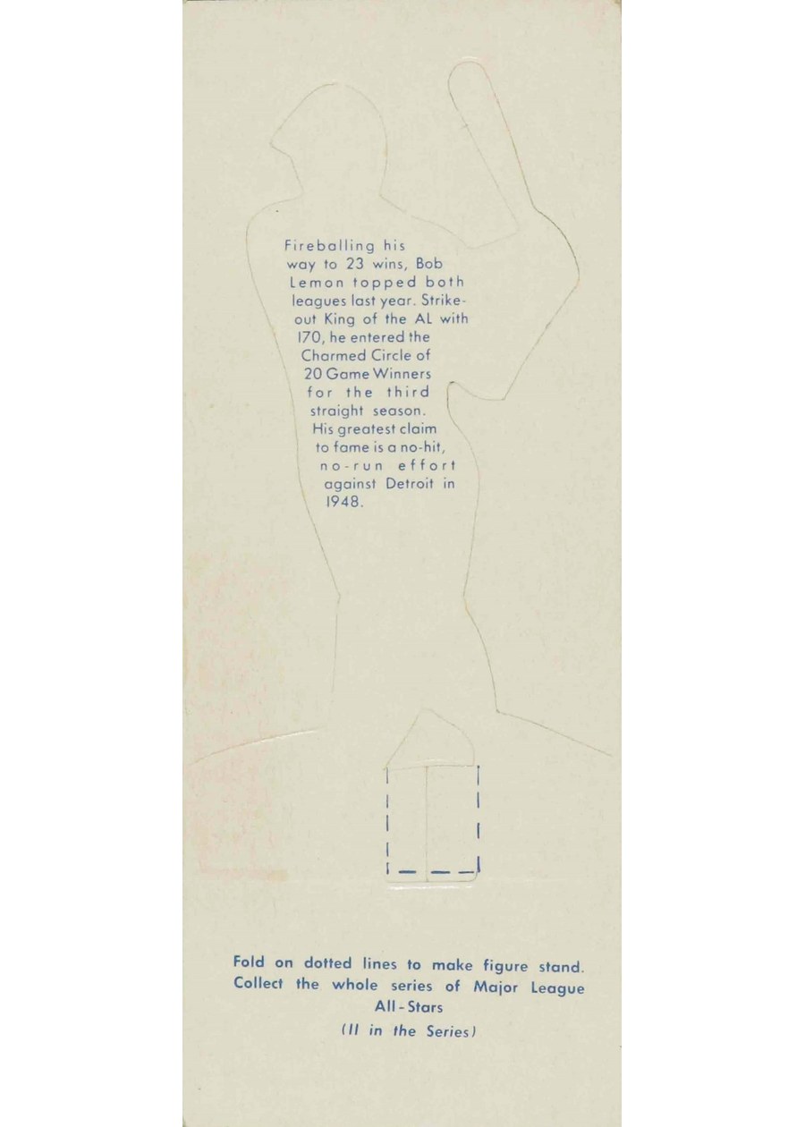 1951 Topps Major League All-Star Bob Lemon card back