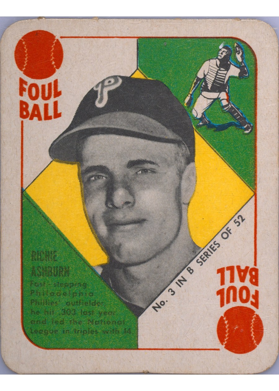 1951 Topps Blue Back #3 Richie Ashburn, Philadelphia Phillies