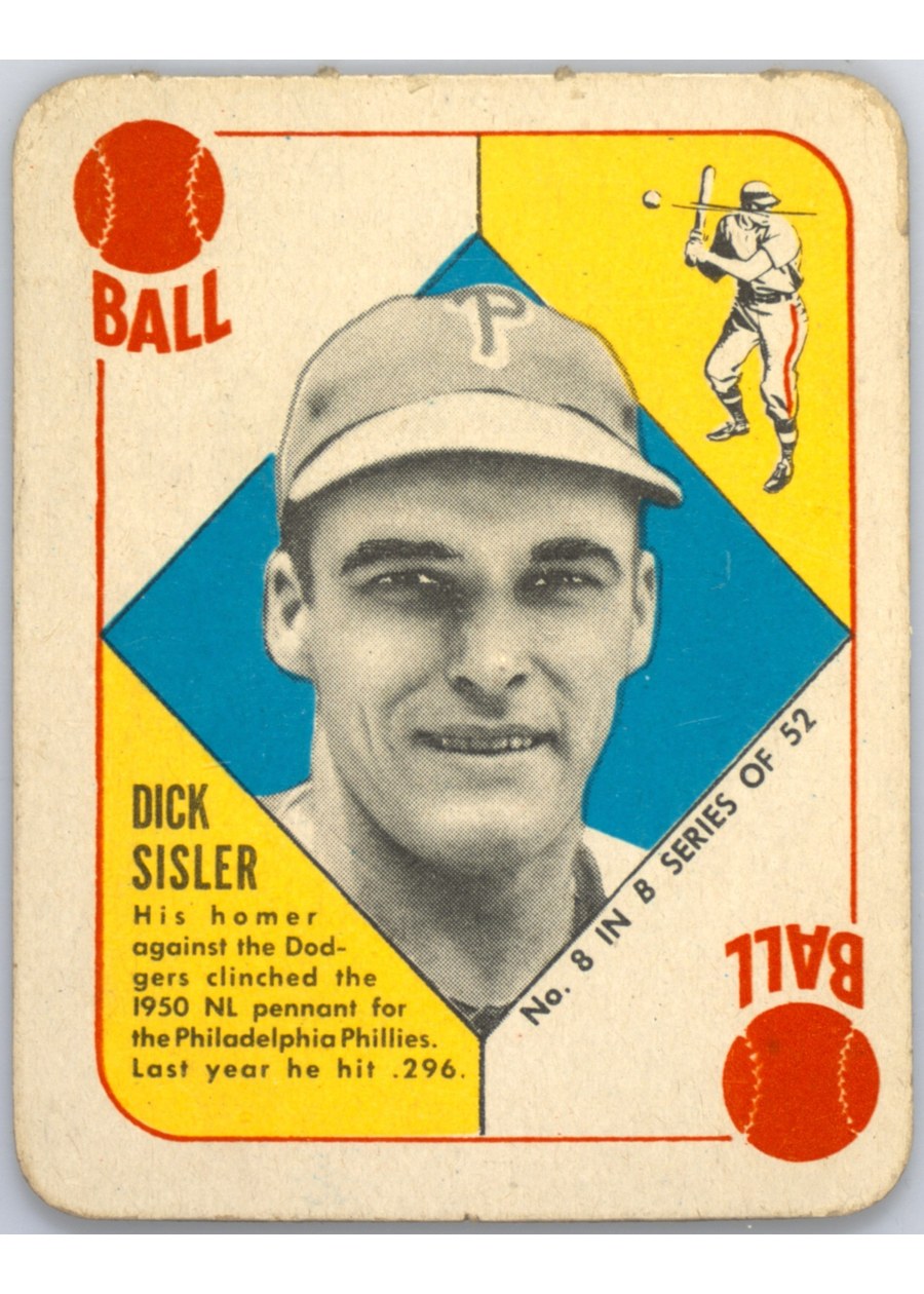 1951 Topps Blue Back #8 Dick Sisler, Philadelphia Phillies