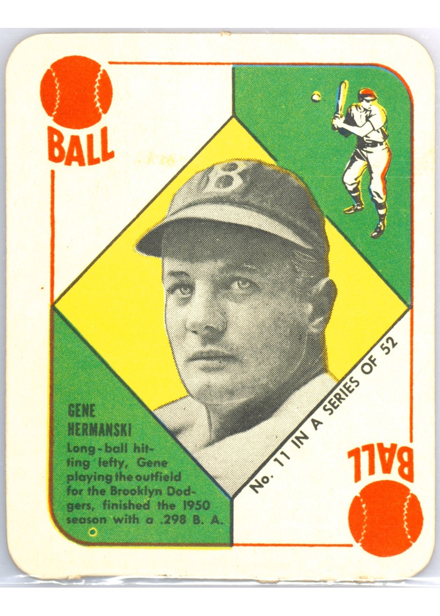 1951 Topps Red Back #11 Gene Hermanski, Brooklyn Dodgers