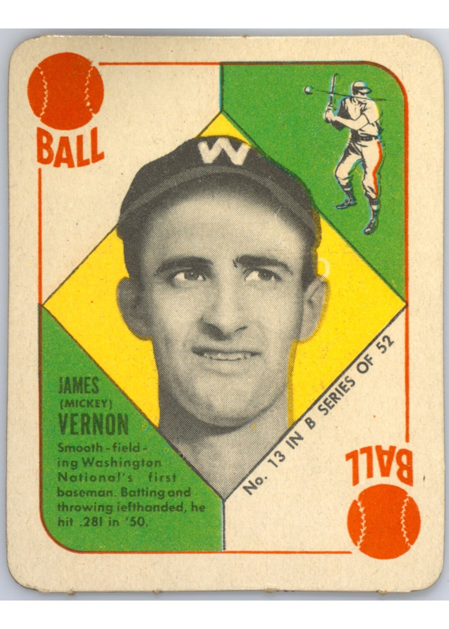 1951 Topps Blue Back #13 Mickey Vernon, Washington Senators