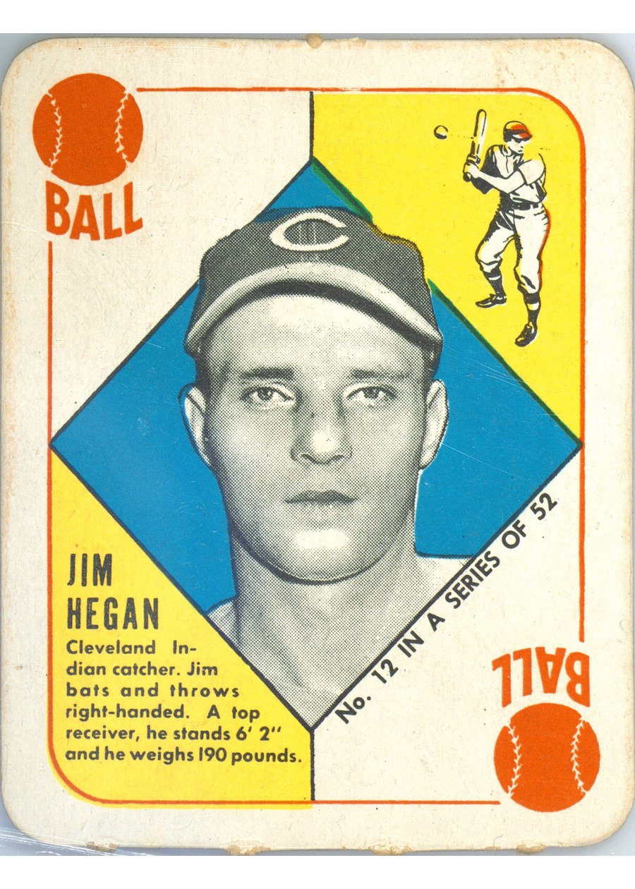 1951 Topps Red Back #12 Jim Hegan, Cleveland Indians