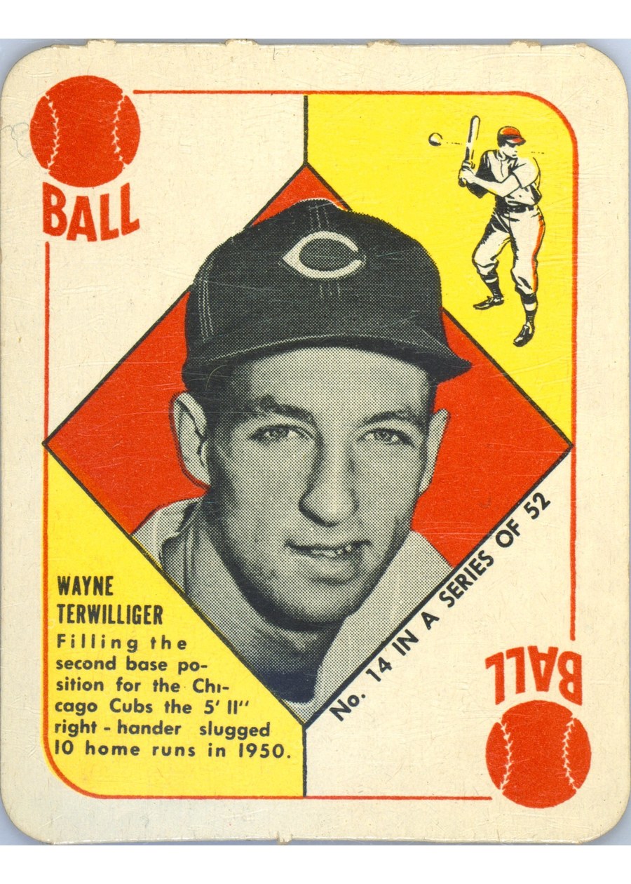 1951 Topps Red Back #14 Wayne Terwilliger, Chicago Cubs