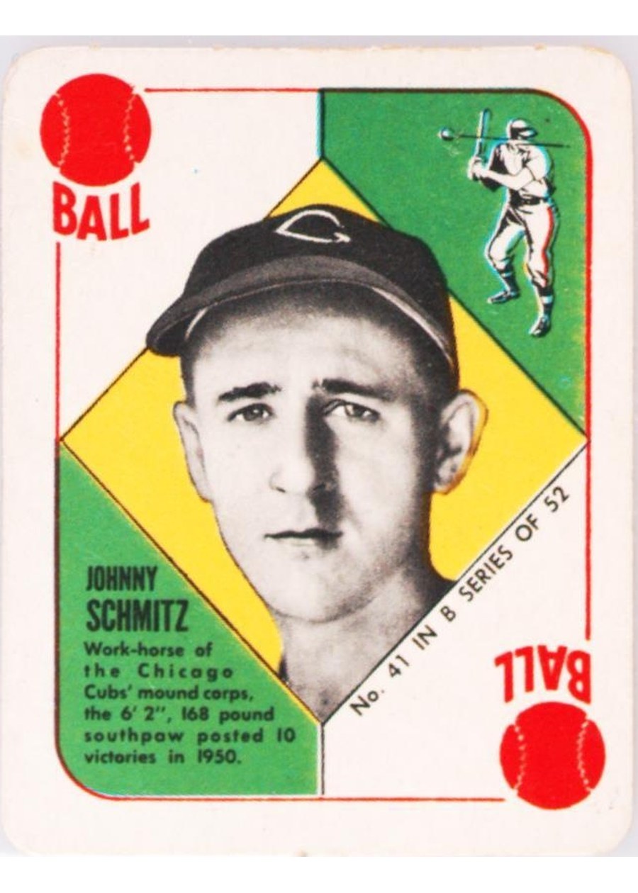 1951 Topps Blue Back #41 Johnny Schmitz, Chicago Cubs