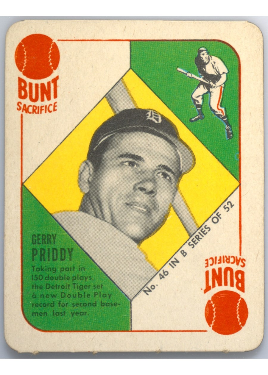 1951 Topps Blue Back #46 Gerry Priddy, Detroit Tigers