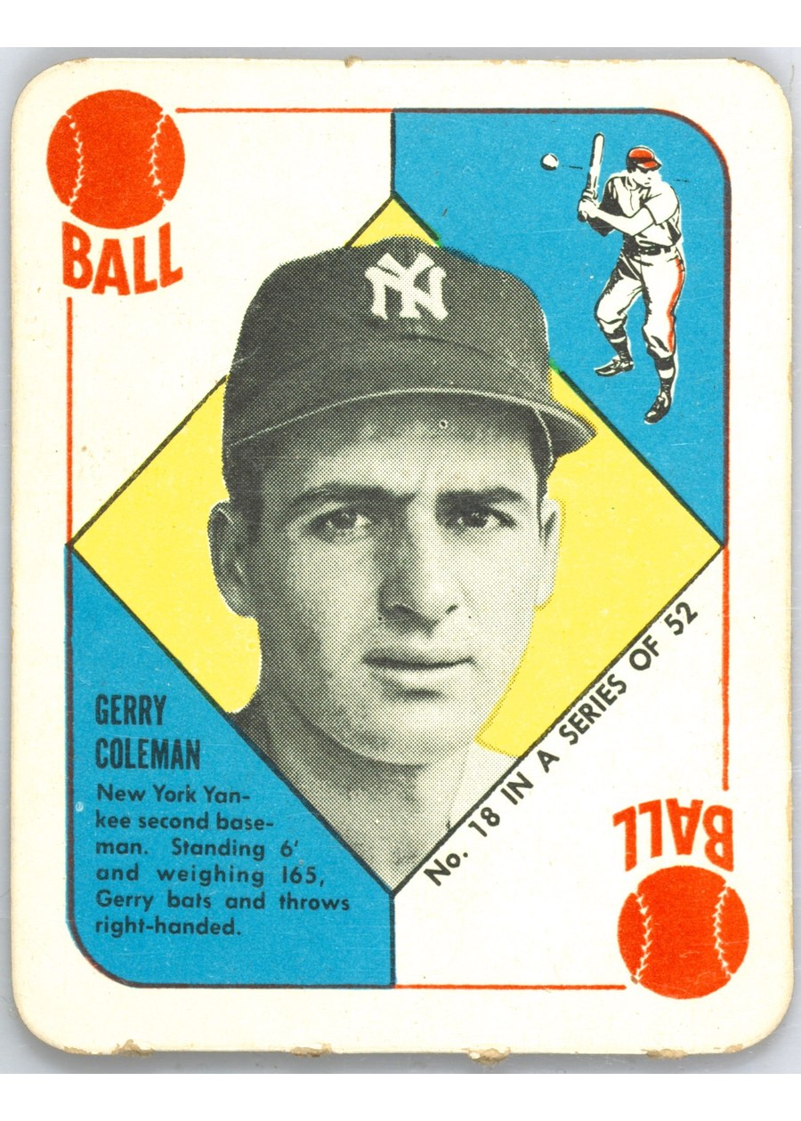 1951 Topps Red Back #18 Gerry Coleman, New York Yankees