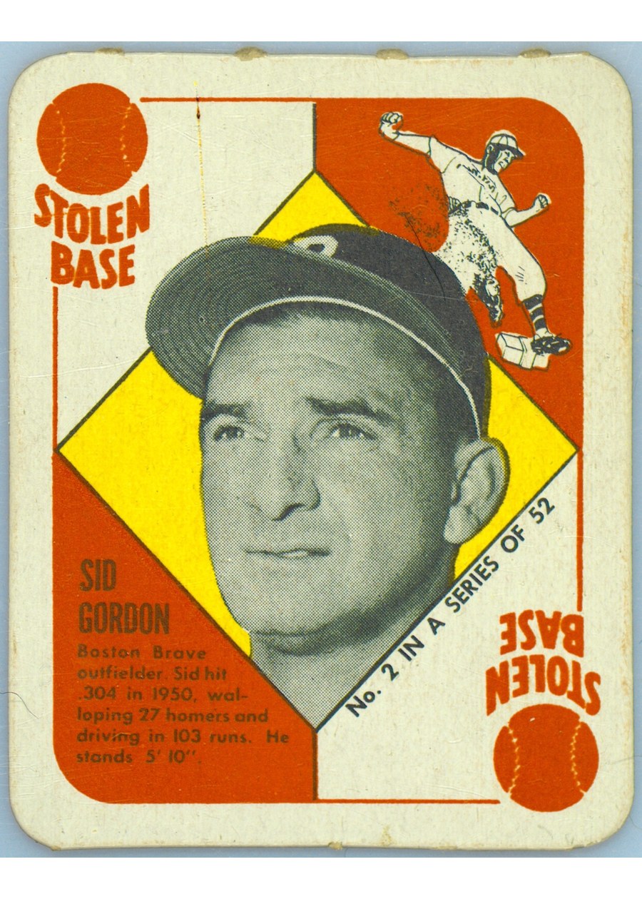 1951 Topps Red Back #2 Sid Gordon, Boston Braves