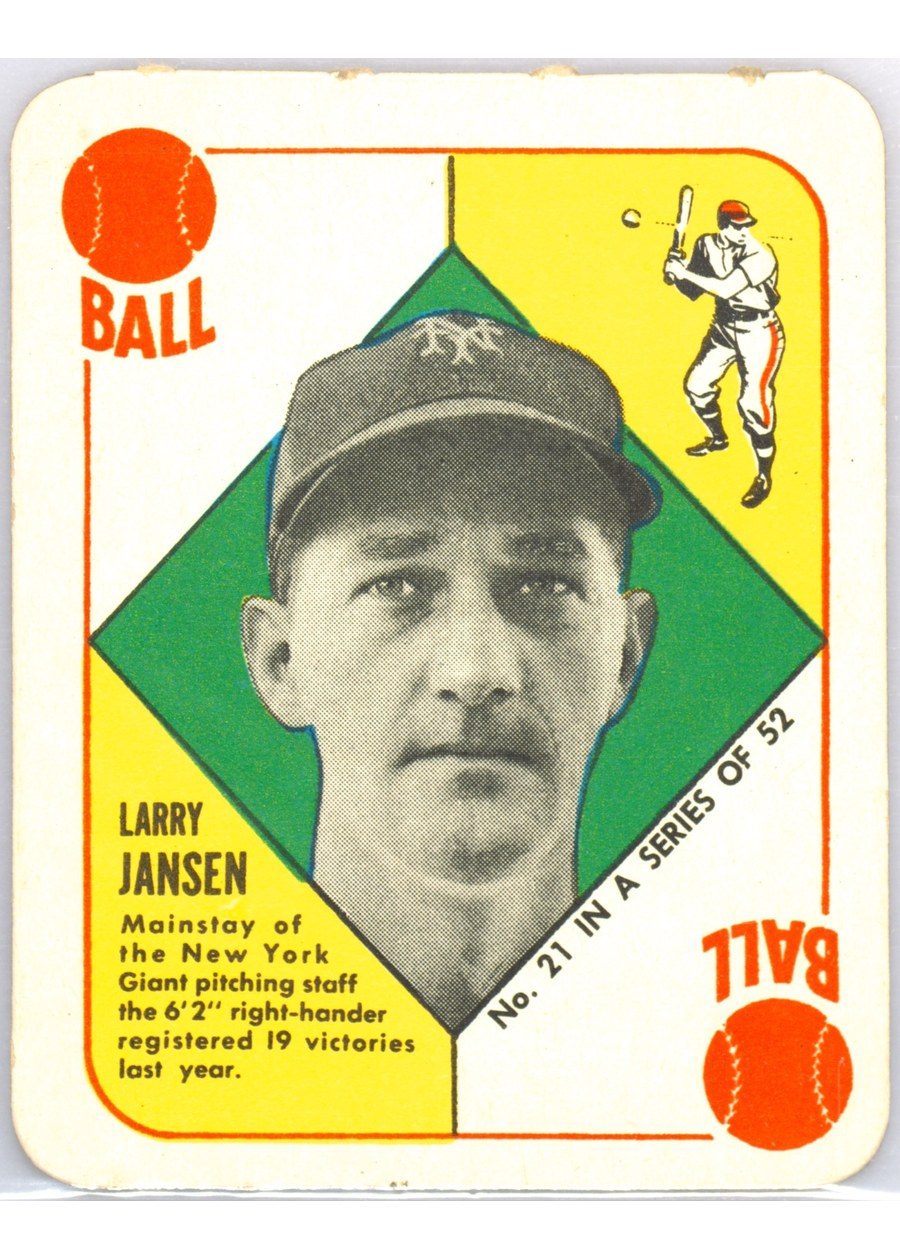1951 Topps Red Back #21 Larry Jansen, New York Giants