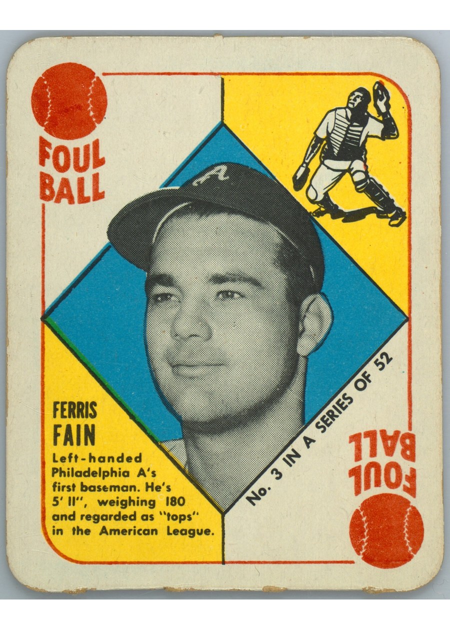 1951 Topps Red Back #3 Ferris Fain, Philadelphia Athletics