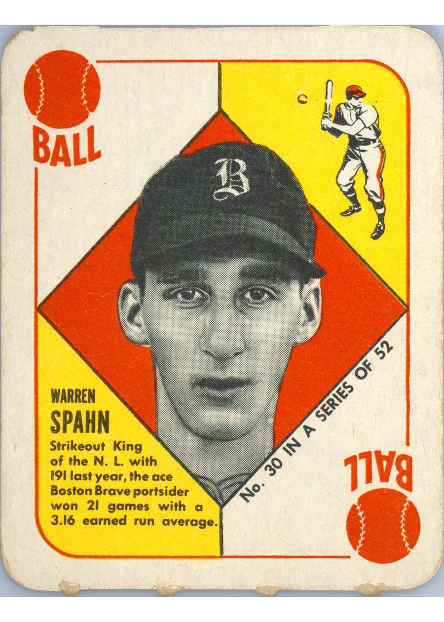 1951 Topps Red Back #30 Warren Spahn, Boston Braves