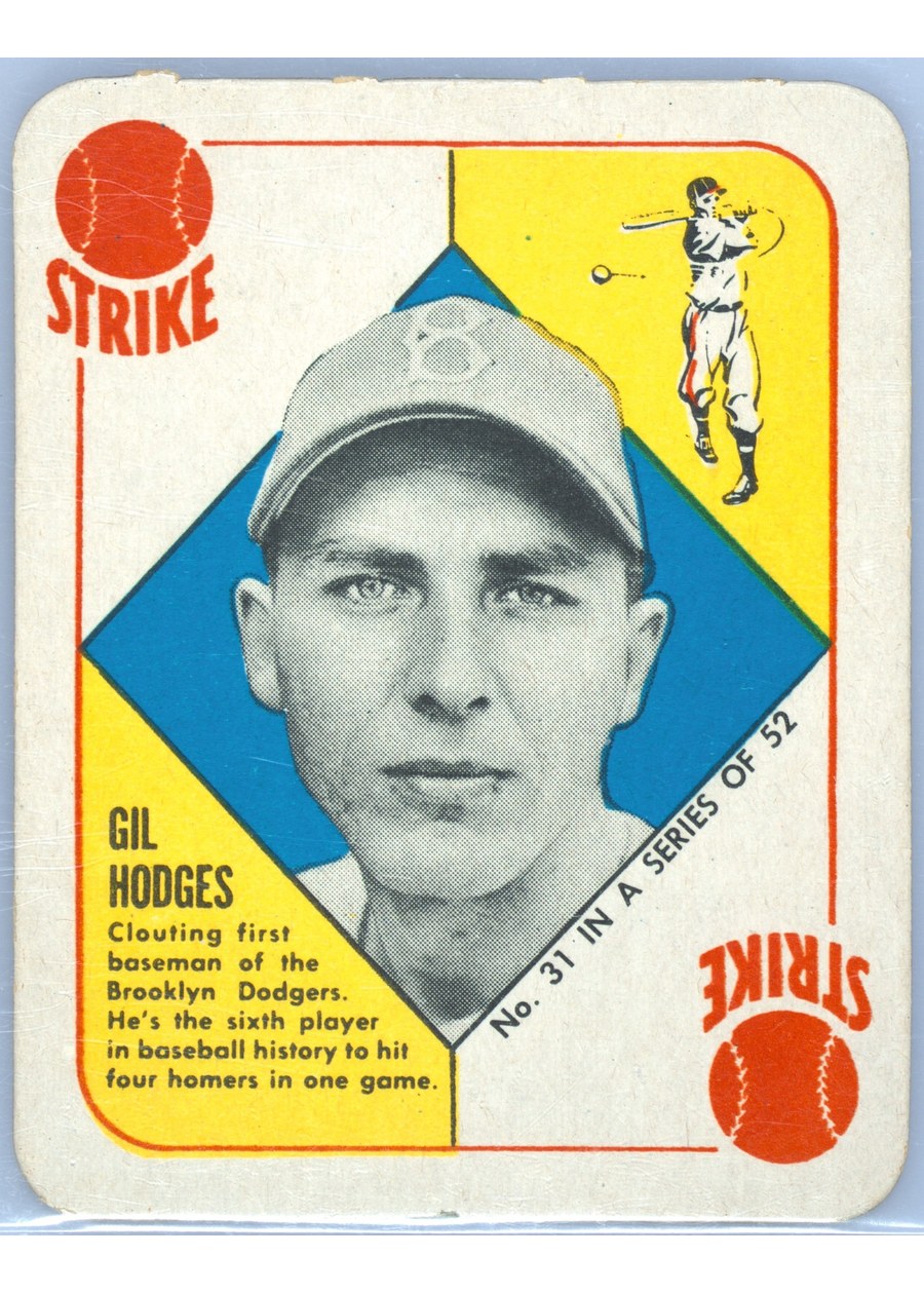 1951 Topps Red Back #31 Gil Hodges, Brooklyn Dodgers