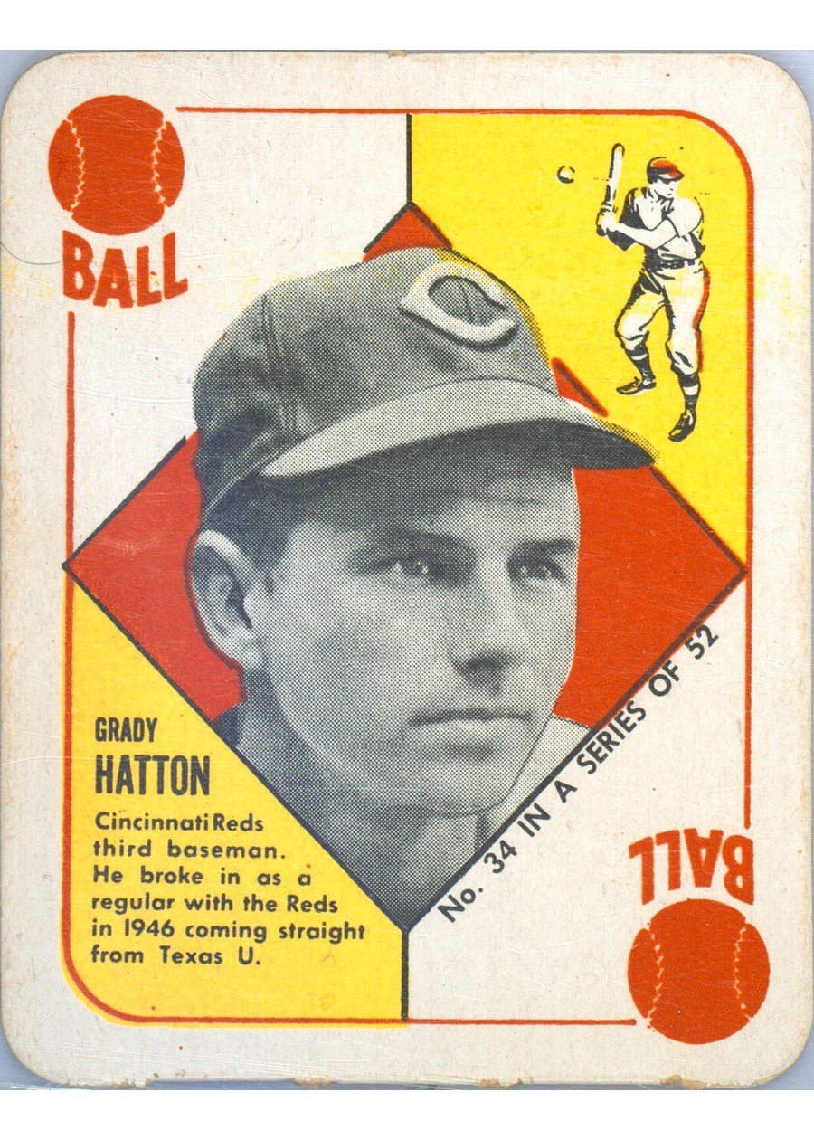 1951 Topps Red Back #34 Grady Hatton, Cincinnati Reds