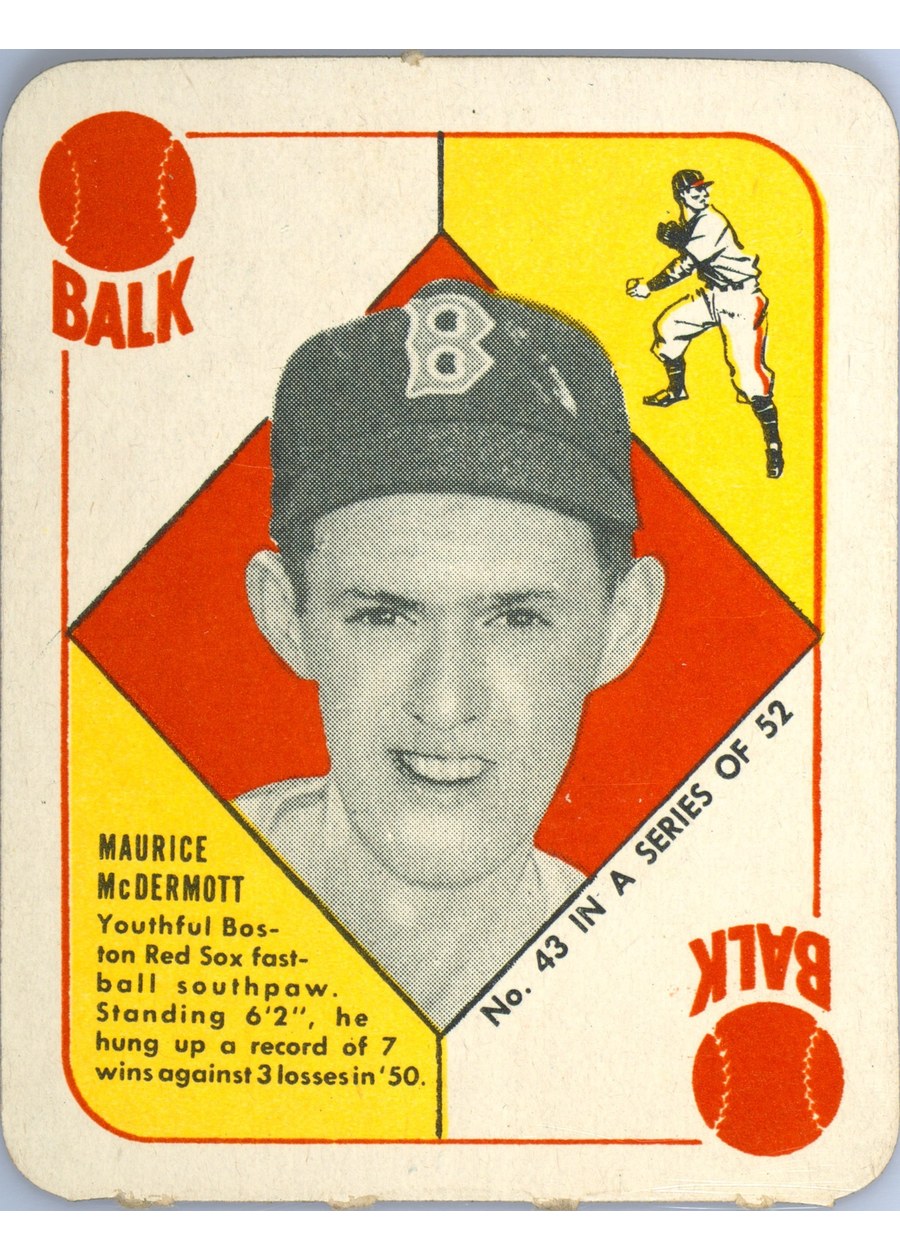 1951 Topps Red Back #43 Maurice McDermott, Boston Red Sox