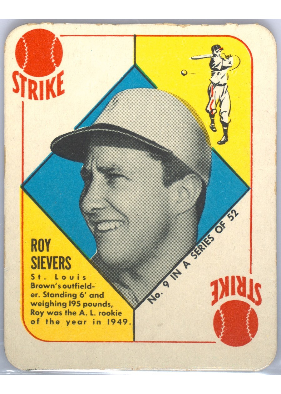 1951 Topps Red Back #9 Roy Sievers, St. Louis Browns