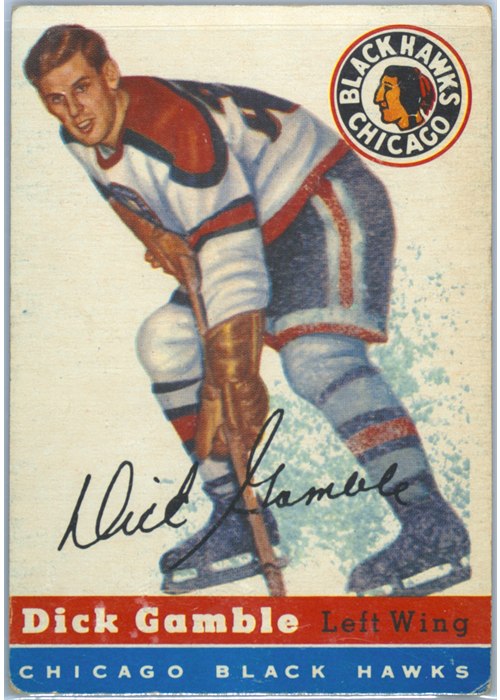 1954-55 Topps #1 Dick Gamble, Chicago Black Hawks