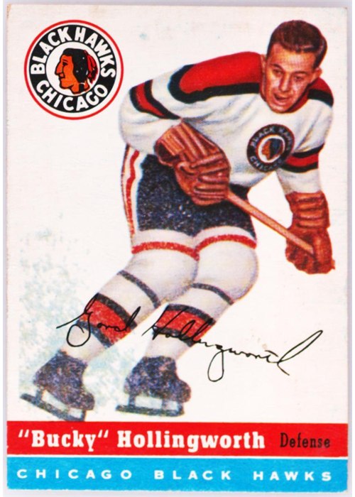 1954-55 Topps #12 Bucky Hollingworth, Chicago Black Hawks