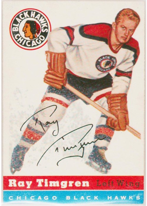 1954-55 Topps #13 Ray Timgren, Chicago Black Hawks