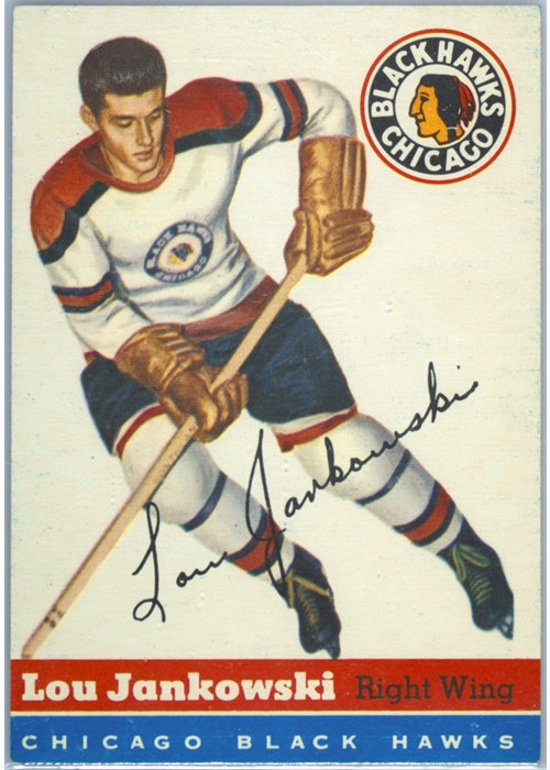 1954-55 Topps #28 Lou Jankowski, Chicago Black Hawks