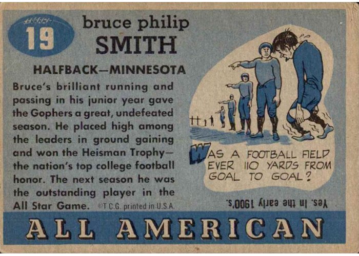 1955 Topps All-American #19 Bruce Smith card back