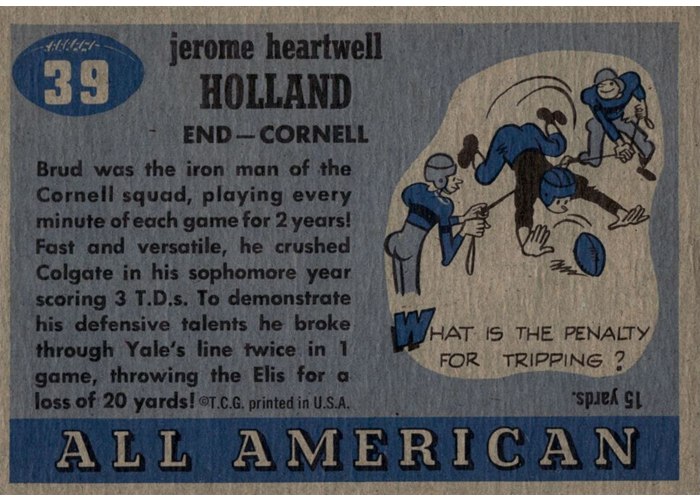 1955 Topps All-American #39 Brud Holland card back