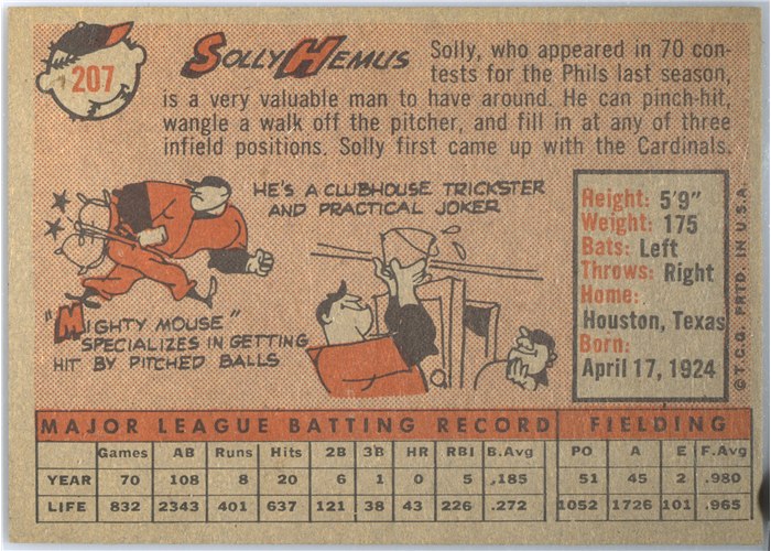 1958 Topps #211 Pete Burnside, San Francisco Giants card back