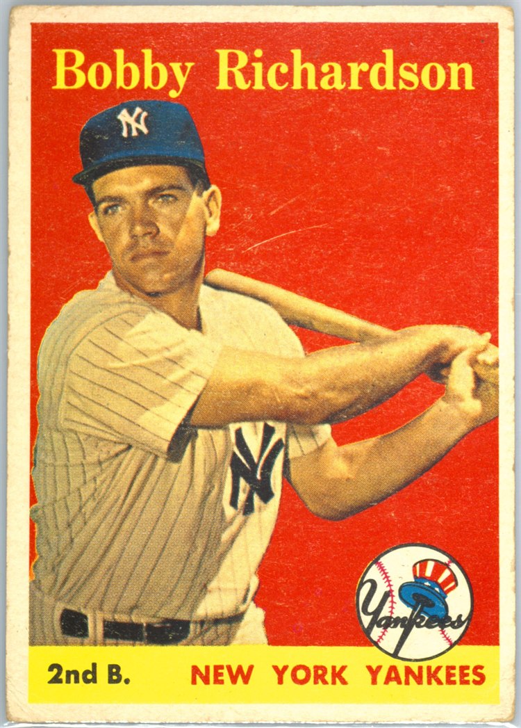 1958 Topps #101B Bobby Richardson, New York Yankees, Yellow Name variation