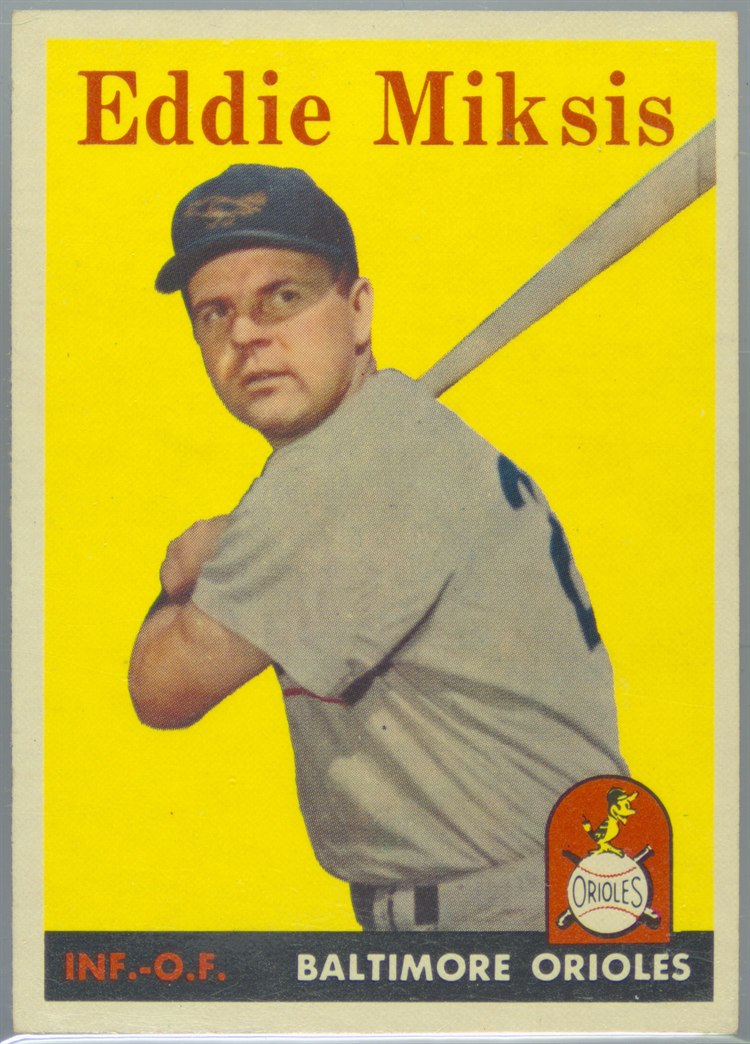 1958 Topps #121 Eddie Miksis, Baltimore Orioles