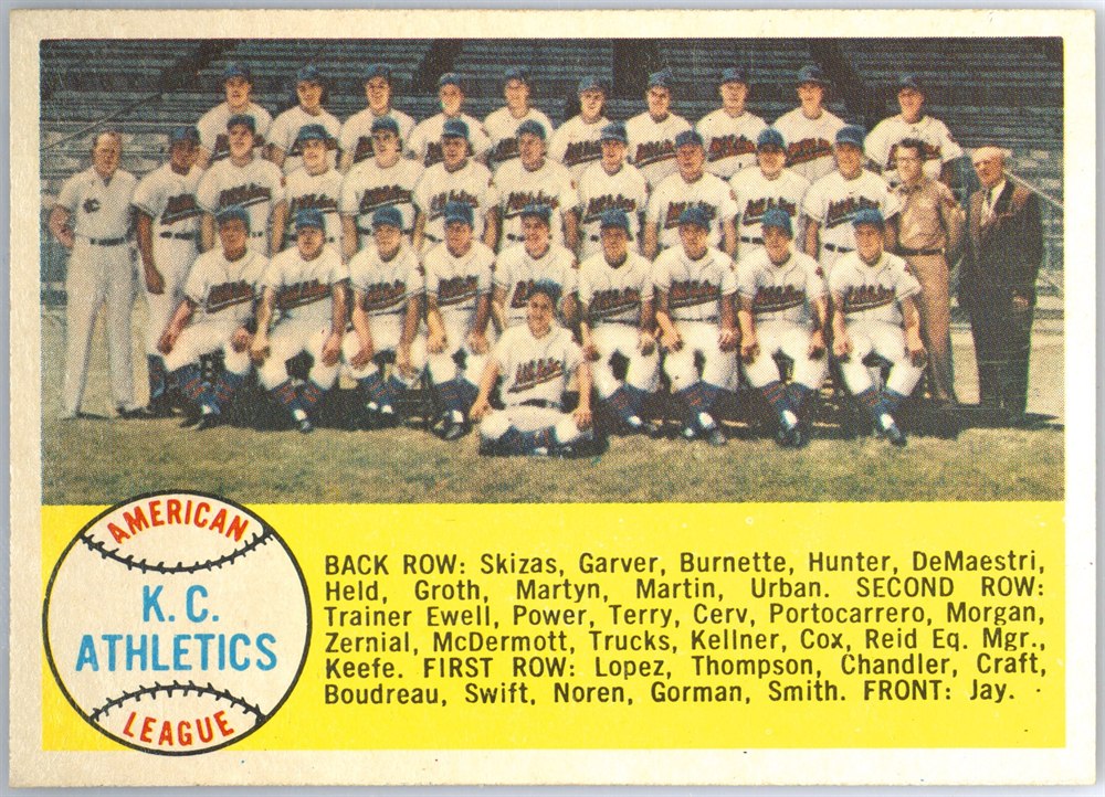 1958 Topps #174 Kansas City Athletics Team, Kansas City Athletics