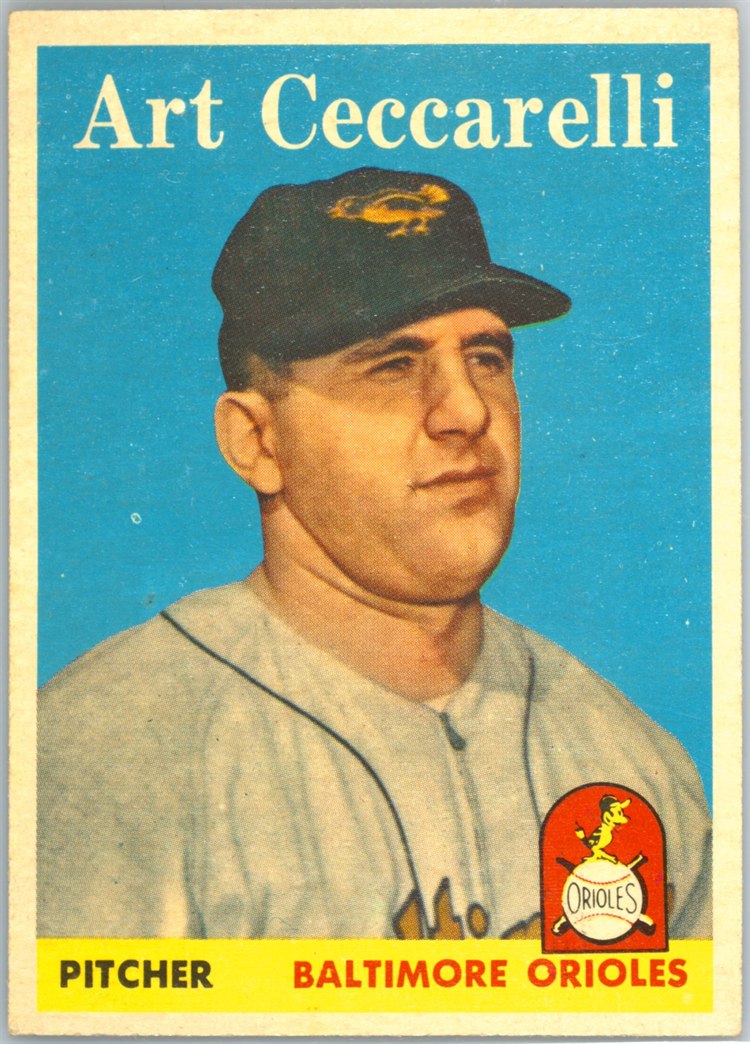 1958 Topps #191 Art Ceccarelli, Baltimore Orioles